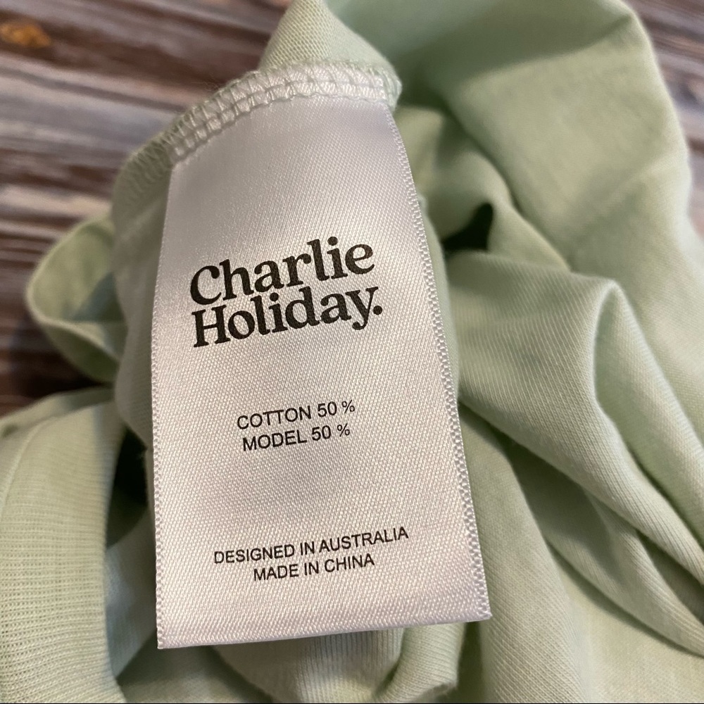 Charlie Holiday Balmy Nights Short Sleeve Graphic T-Shirt Mint Green Sz 4 - Picture 6 of 9